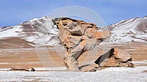 The Arbol de Piedra Stone Tree, in the Siloli Desert, Sud Lipez Province, Uyuni, Bolivia