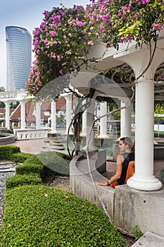 Arbor in Autumnal Park. Landscaping