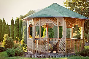 Arbor in a beautiful summer park