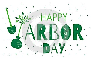 Arbor day background with seedling vector illustration