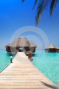 Arbor over water for rest. Sea,Landscape in a sunny day