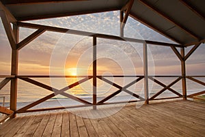 Arbour on the sea shore