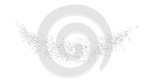 Arc backdrop plume silver texture crumbs. Silverish dust isolated. Vector