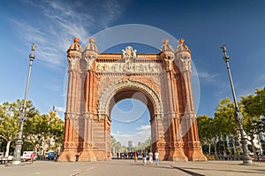 Arc de Triomf, Lluis Companys Promenade and the park in Barcelona, Spain.