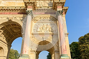 The Arc de Triomphe du Carrousel, in Europe, in France, in ile de France, in Paris, in summer, on a sunny day