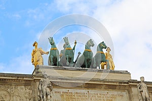 Arc de Triomphe du Carrousel outside of Louvre in Paris, France