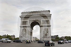 Arc de triomphe de l`Etoile or Triumphal Arch of the Star at Place Charles de Gaulle in Paris, France