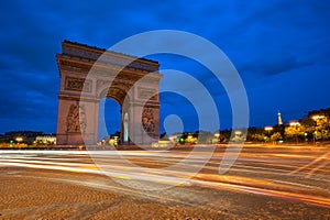 Arc de Triomphe at night, Paris, France