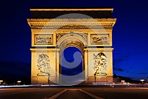 Arc de Triomphe at night, Paris, France