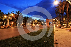 Arc de Triomphe in Parc de la Ciutadella at dusk