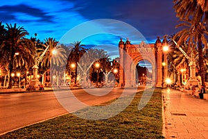 Arc de Triomphe in Parc de la Ciutadella at dusk, Barcelona photo