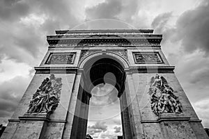 Arc de triomphe Paris city in B&W photo