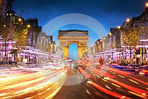 Arc de triomphe Paris city at sunset