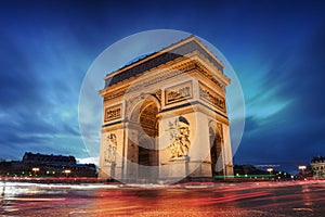 Arc de triomphe Paris city at sunset