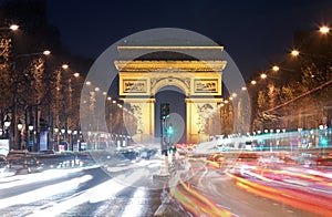 Arc de triomphe Paris city at sunset