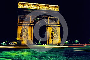 Arc de Triomphe in Paris at night