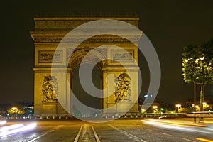 Arc de Triomphe in Paris by night