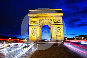 Arc de Triomphe, Paris, France at night