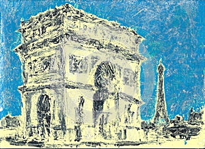 Arc de Triomphe and Place Charles de Gaulle in Paris Art painting