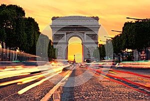 Arc de Triomphe at sunset photo