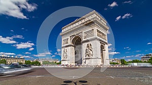 The Arc de Triomphe Triumphal Arch of the Star timelapse is one of the most famous monuments in Paris photo