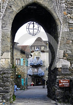 Ancient arc, Christmas time in Yvoire, France, 2019