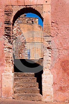 Arc stairs passage in Roussillon village in France