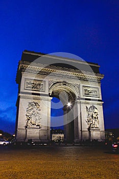 Arc of Triomphe in the night, Paris, France