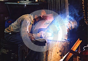 Arc welder at work