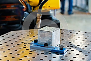 Arc welding robot. Example of working with a laser pointer