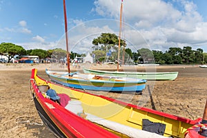 Arcachon Bay, France. Traditional boats called Pinasse