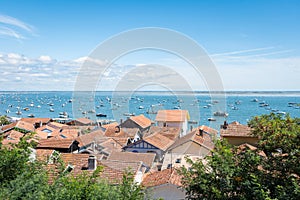 Arcachon Bay, France, view over the oyster village of Lherbe