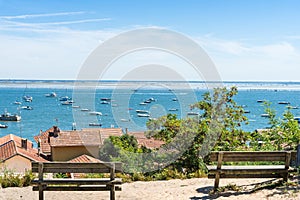 Arcachon Bay, France, view over the oyster village of Lherbe