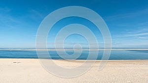 Arcachon Bay, France. View over the sandbank of Arguin from the beach Petit Nice near Arcachon