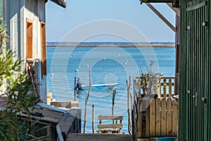 Arcachon Bay, France. Wooden houses in the oyster village of Le Canon