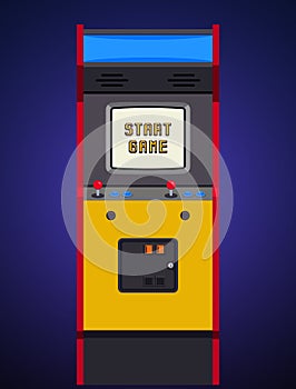 Arcade Cabinet or Arcade Machine in Flat Style, Front View