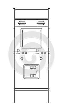 Arcade Cabinet or Arcade Machine in Outline Style, Front View