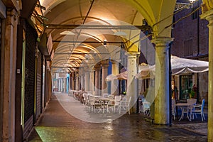 Arcade in the center of Italian town Mantua