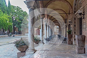 Arcade in the center of Italian town Ravenna