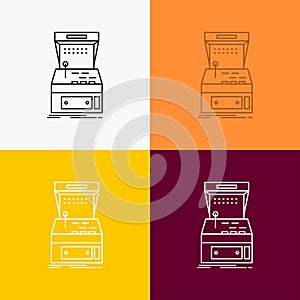 Arcade, console, game, machine, play Icon Over Various Background. Line style design, designed for web and app. Eps 10 vector