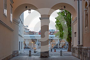 Arcade of the covered market in Ljubljana, Slovenia