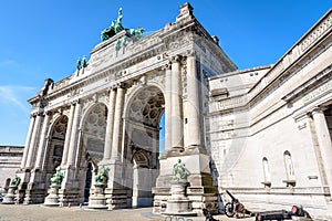 The arcade du Cinquantenaire on a sunny day in Brussels, Belgium