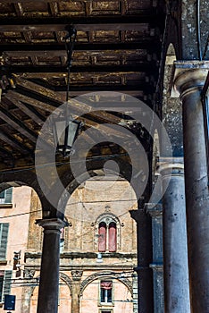 Arcade and gallery in Bologna, Emilia-Romagna. Italy.