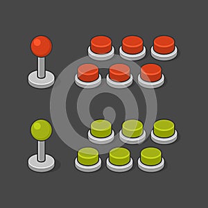Arcade Game Machine Buttons and Joystick Set. Vector