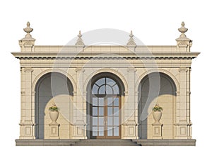 Arcade with ionic pilasters in classic style. 3d render photo