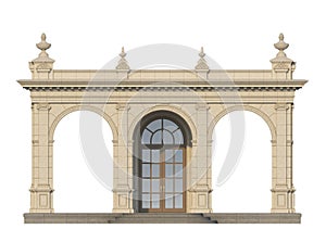 Arcade with ionic pilasters in classic style. 3d render photo