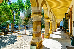 Arcade of the Law courts building in Lefkosa, Cyprus