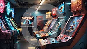Arcade Machine Relive the Golden Age of Gaming on National Video Games Day.AI Generated