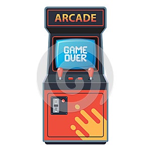 Arcade machine on a white background. game from 80s.