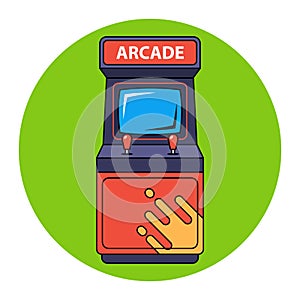 arcade machine on a white background. game from 80s.